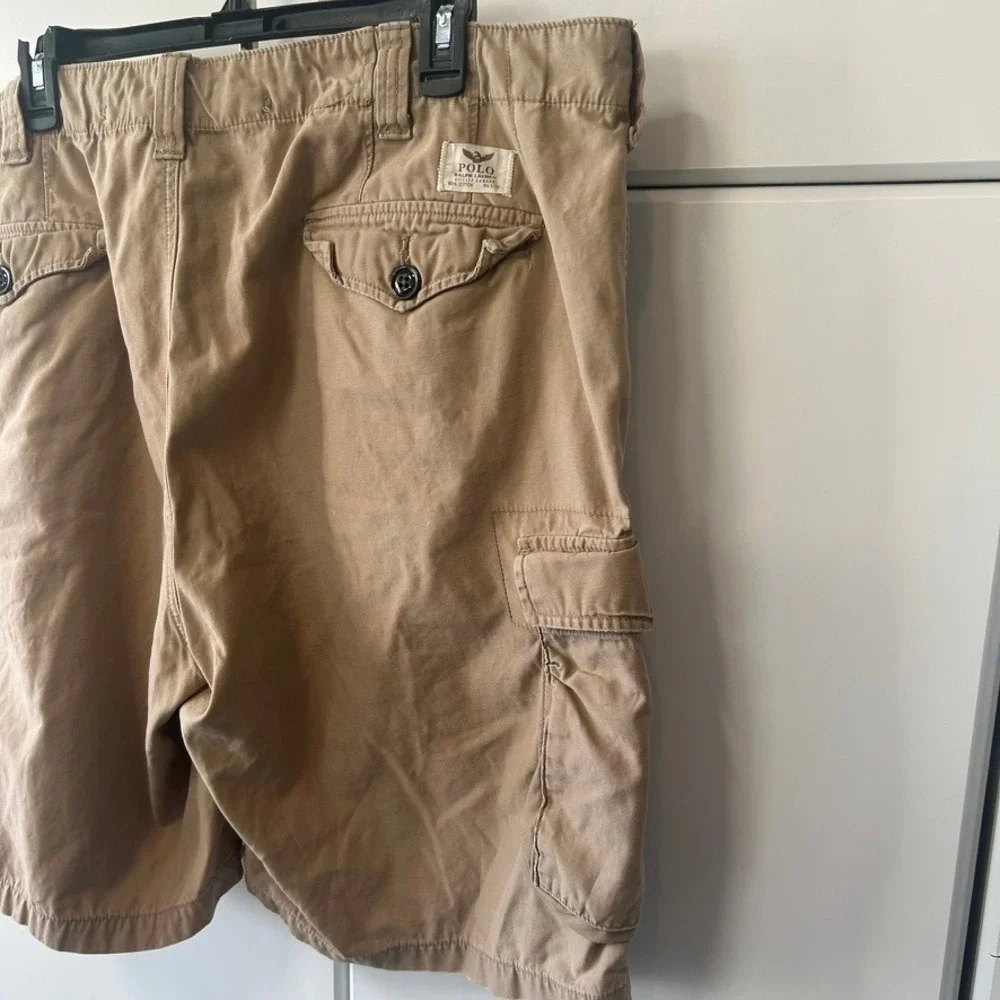 Polo Ralph Lauren Mens 42 Cargo Shorts Classic Fit Drill Khaki Tan Utility